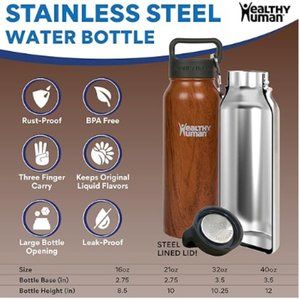 New Healthy Human 16 oz. Stein Wood Grain Finish Water Bottle